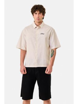 Snitch - Beige Solid Half Sleeves Casual Shirt