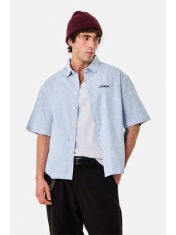 Snitch - Light Blue Solid Half Sleeves Casual Shirt