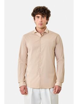 Snitch - Beige Micro Check Full Sleeves Casual Shirt