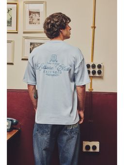 Snitch - Light Blue Graphic Half Sleeves Oversized Casual T-shirt