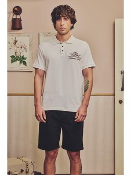 Snitch - White Embroidery Half Sleeves Regular Casual T-shirt