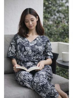 Dear Bed Comfort Clothing - Black Box Fit Cotton Top & Pyjama Lounge Set