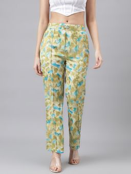 Latin Quarters - Women Green Mid-Rise Printed Trouser with 2 Pocket