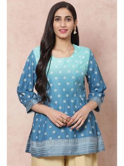 Rangriti - Blue Viscose Rayon Short Top