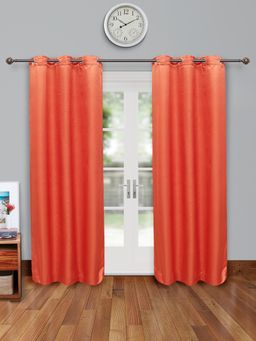 HomeTown - Fiesta Door Curtains Set of 2 Jacquard Dim Out 7 Feet in Rust Colour