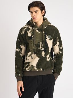 Antony Morato - Men Multi-Color Self Design Hooded Full Sleeves Fleece