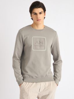 Antony Morato - Men Grey Solid Round Neck Full Sleeves Sweatshirt