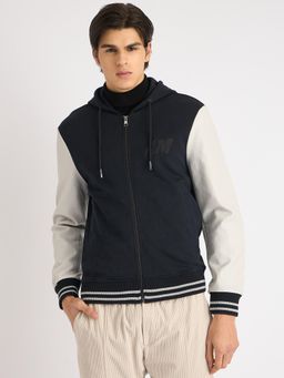 Antony Morato - Men Blue Color-Blocked Hooded Full Sleeves Hoodie