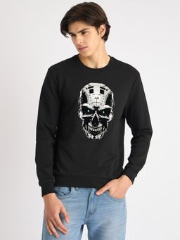 Antony Morato - Men Black Graphic Round Neck Full Sleeves Sweatshirt