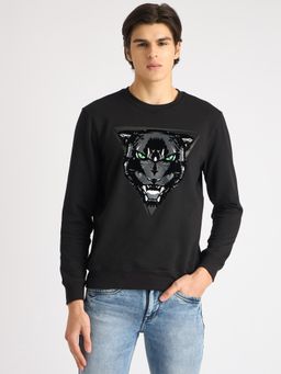Antony Morato - Men Black Graphic Round Neck Full Sleeves Sweatshirt