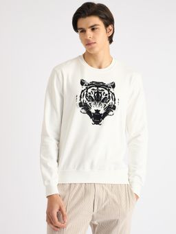 Antony Morato - Men Cream Graphic Round Neck Full Sleeves Sweatshirt