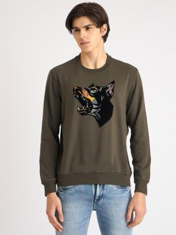Antony Morato - Men Green Graphic Round Neck Full Sleeves Sweatshirt