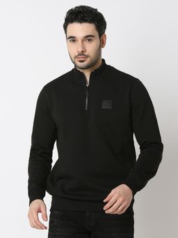 Spykar - Men Full Sleeve Regular Fit Black Casual Sweatshirt