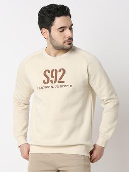 Spykar - Men Full Sleeve Regular Fit White Casual Sweatshirt