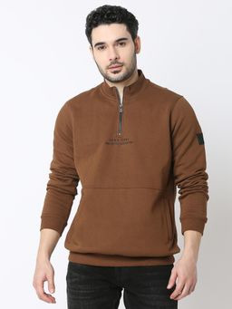 Spykar - Men Full Sleeve Regular Fit Brown Casual Sweatshirt