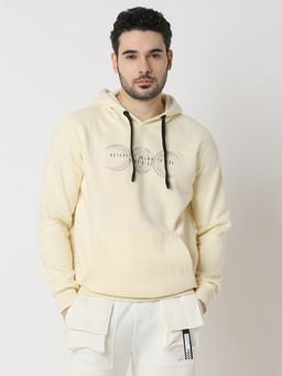 Spykar - Men Full Sleeve Regular Fit Off White Casual Hoodie