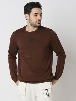 Spykar - Men Full Sleeve Slim Fit Brown Casual Sweatshirt