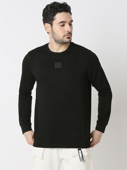 Spykar - Men Full Sleeve Slim Fit Black Casual Sweatshirt