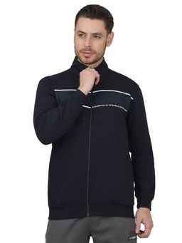 Cantabil - Men Navy Blue High Neck Casual Jacket