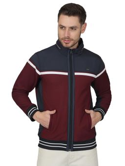 Cantabil - Men Maroon High Neck Casual Jacket
