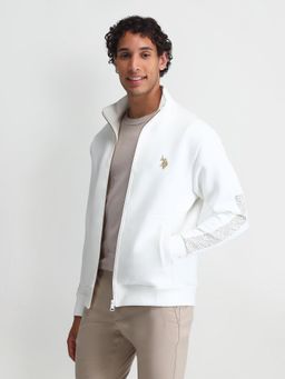 U.S. Polo Assn. Denim Co. - White Full Sleeves High Neck Jacket