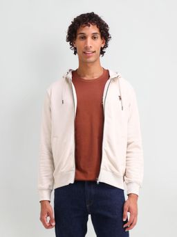 U.S. Polo Assn. Denim Co. - Solid/Plain Beige Full Sleeves Hoodie
