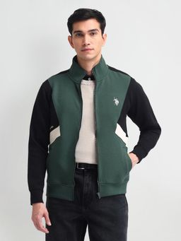U.S. Polo Assn. Denim Co. - Colorblock Green Full Sleeves Jacket