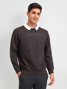 U.S. Polo Assn. Denim Co. - Brown Full Sleeves Crew Neck Sweatshirt