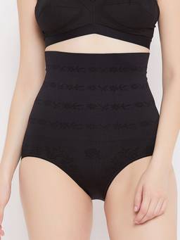 G Heist - Women Black-Colored Solid High-Waist Seamless Shaping Brief