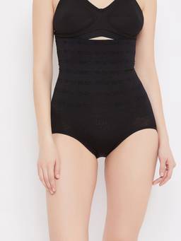 G Heist - Women Black-Colored Solid High-Waist Seamless Shaping Brief