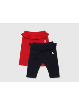 United Colors of Benetton - Red & Blue Ruffle Regular Fit Baby Leggings (Pack of 2)