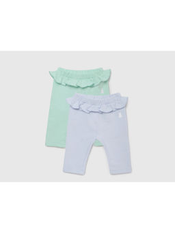 United Colors of Benetton - Green & Blue Ruffle Regular Fit Baby Leggings (Pack of 2)