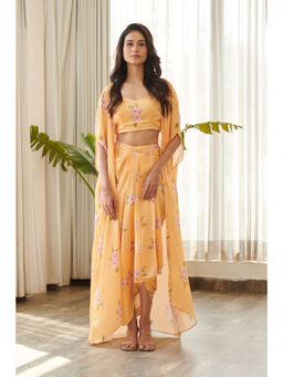 Pasha India - Jasmine Yellow Floral Printed Co-Ord (Set of 3)