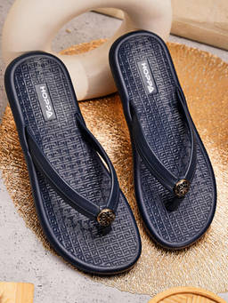 HOPPA - Navy Blue Round Toe Flipflops