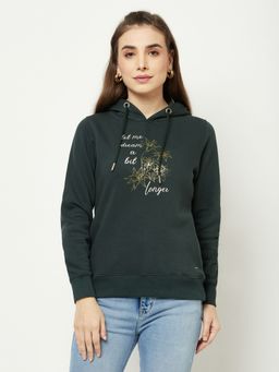 CRIMSOUNE CLUB - Women Green Graphic Hoodie