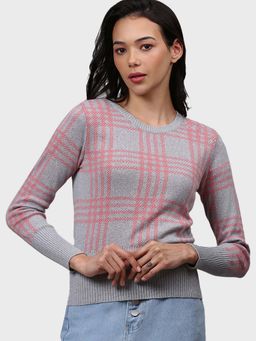 Campus Sutra - Grey Checks Sweater