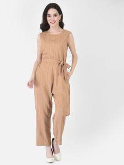 CRIMSOUNE CLUB - Women Khaki Striped Jumpsuit