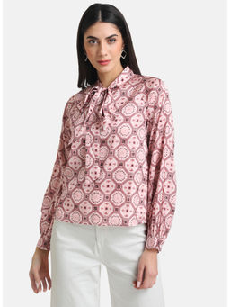 Kazo - Pink Front Tie-knot Detailed Blouse