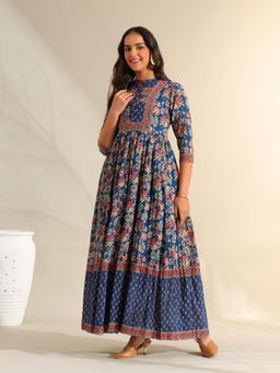 Mamicha - Navy Blue Ziva Botanical Maxi Dress