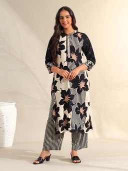 Mamicha - Black Tara Midnight Bloom Kurta with Pant