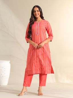 Mamicha - Prisha Coral Bandhani Kurta with Pant