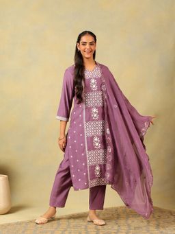 Mamicha - Lavanya Mauve Kurta with Pant and Dupatta