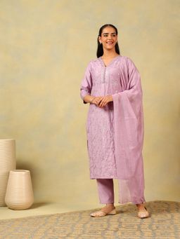Mamicha - Meher Lavender Sequin Kurta with Pant and Dupatta