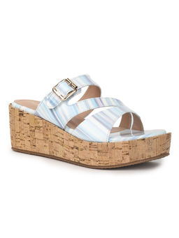 VALIOSAA - Blue Casual Stripes Wedges
