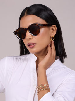Pipa Bella by Nykaa Fashion - Brown Animal Print Round Shape Sunglasses