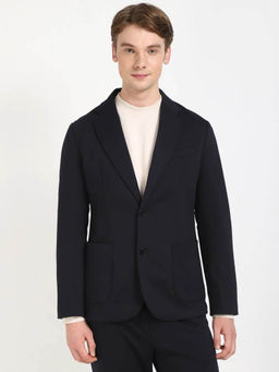 Tommy Hilfiger - Navy Blue Solid Regular Fit Viscose Blazer