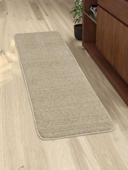 Saral Home - Neo Polyester Shaggy Yarn Anti-Skid Bedside Runner-Beige-45X120 Cm
