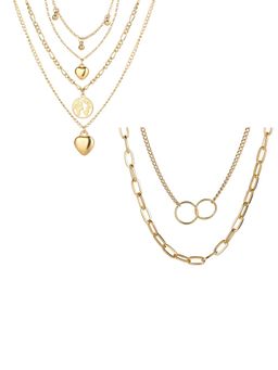 Jewels Galaxy - Jewellery For Women Gold-Plated Layered Necklace (Set of 2)