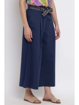Elena Miro - Navy Blue Tailored Wide Leg Pant with Belt