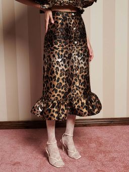 Sister Jane - Brown Suite Leopard Jacquard Skirt